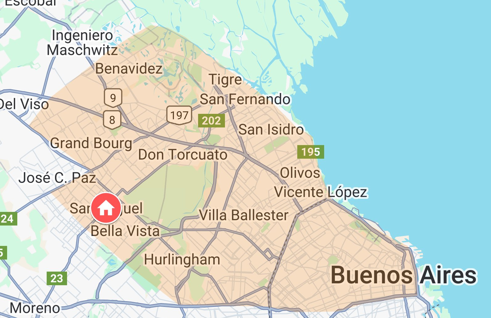Mapa de zonas de cobertura